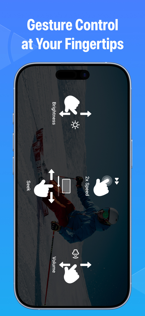 Video Player - Arc Player - Arc Player mobile interface highlighting intuitive gesture controls for brightness and volume