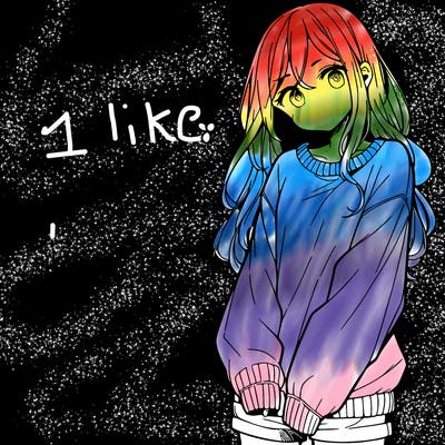 manga teen girl  in a sweater and baggy pants