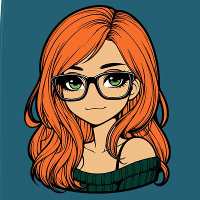 realistic girl with glasses