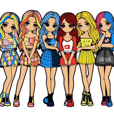 a group of girls realistic