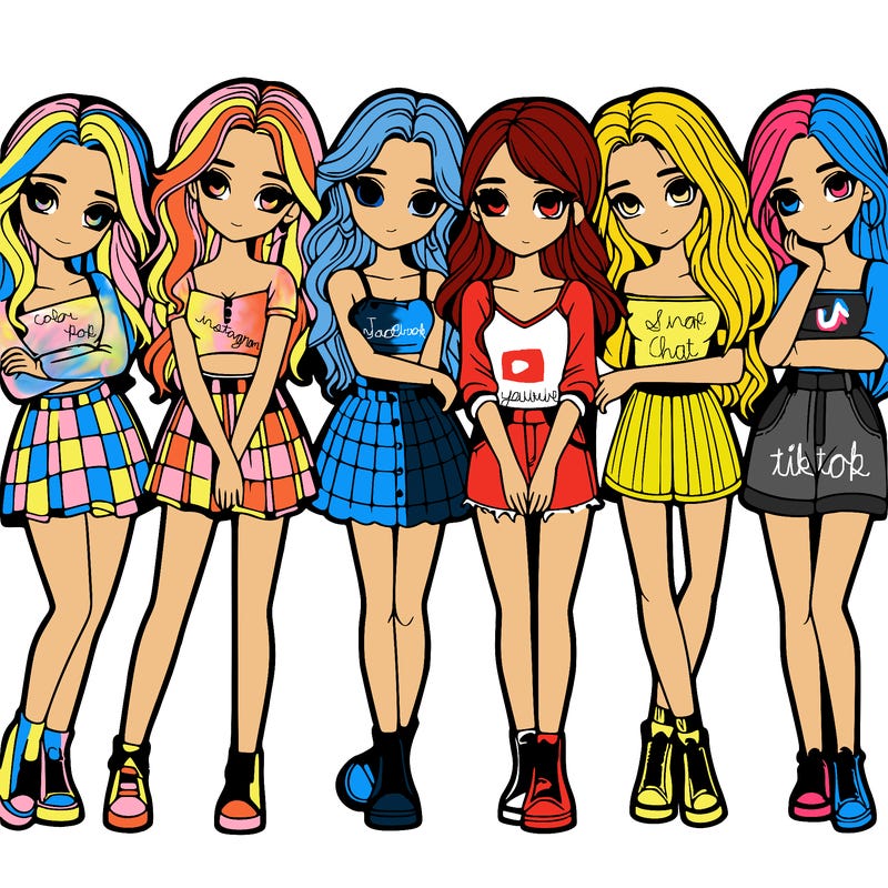 a group of girls realistic