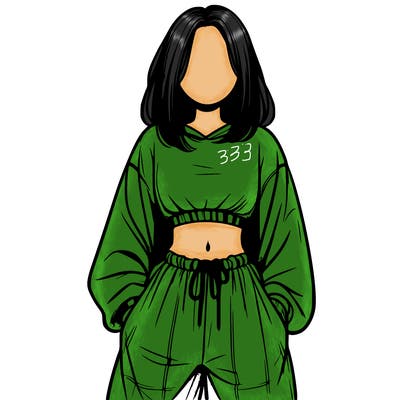 realistic girl faceless with baggy pants and a crop top