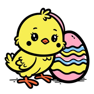 an easter chick with an easter egg