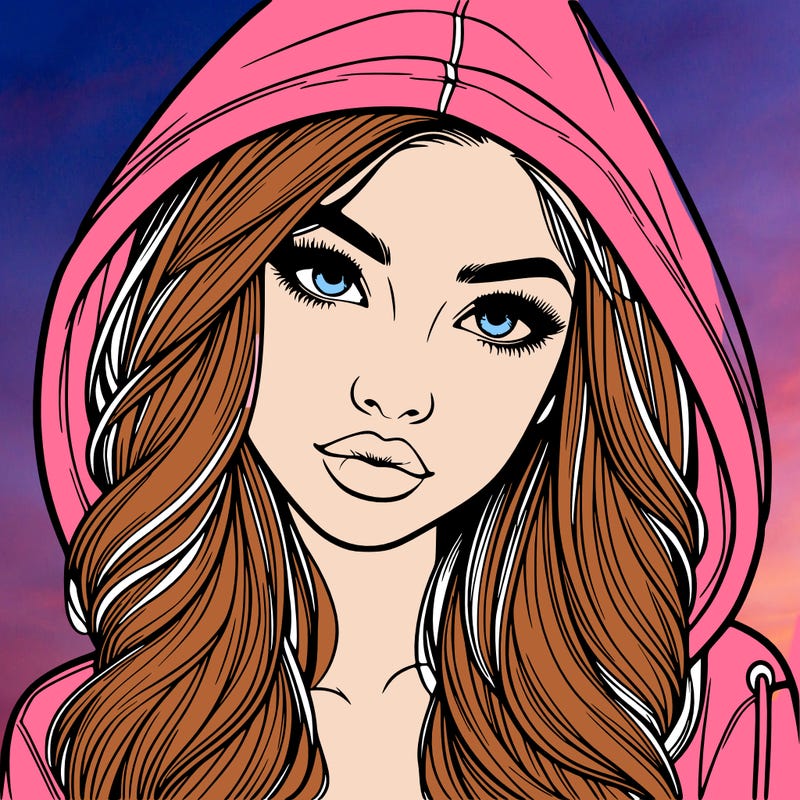 realistic beautiful girl with a hood on
