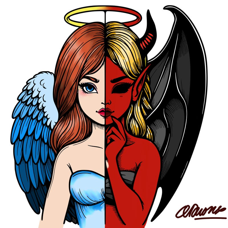 realistic angel half demon