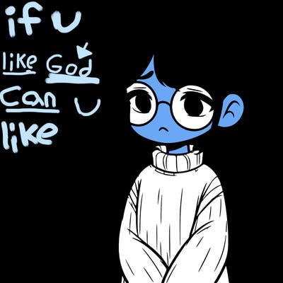 sad girl with glasses in a sweater