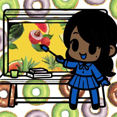 girl teacher writing on chalkboard