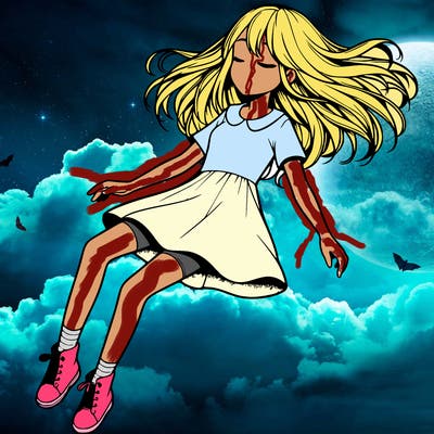 realistic girl floating