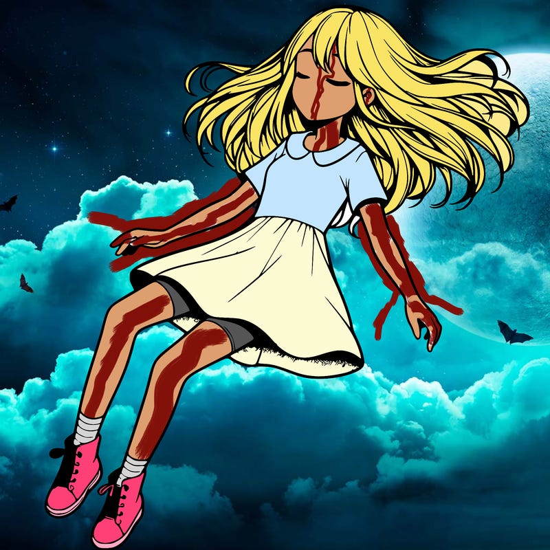 realistic girl floating