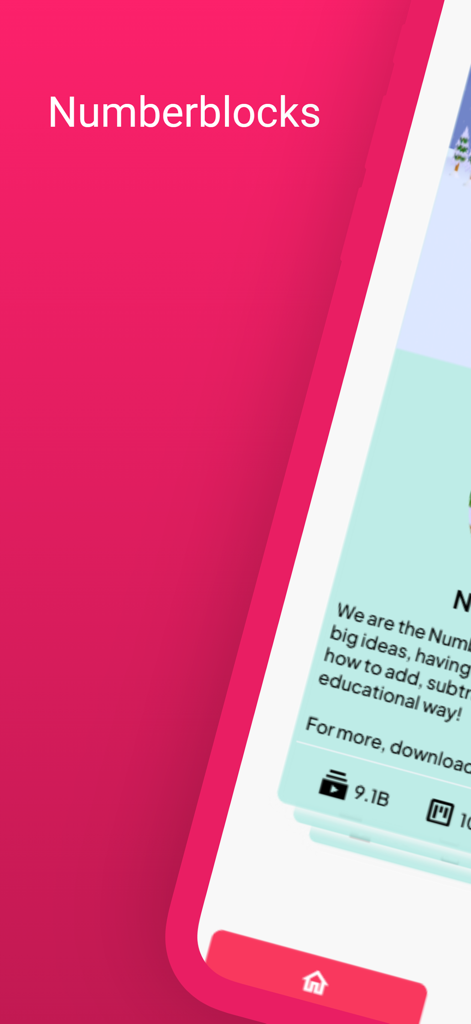 Numberblocksアプリのスクリーンショット。遊びを通して算数を学ぶことに関する教育的なテキストが表示されています。