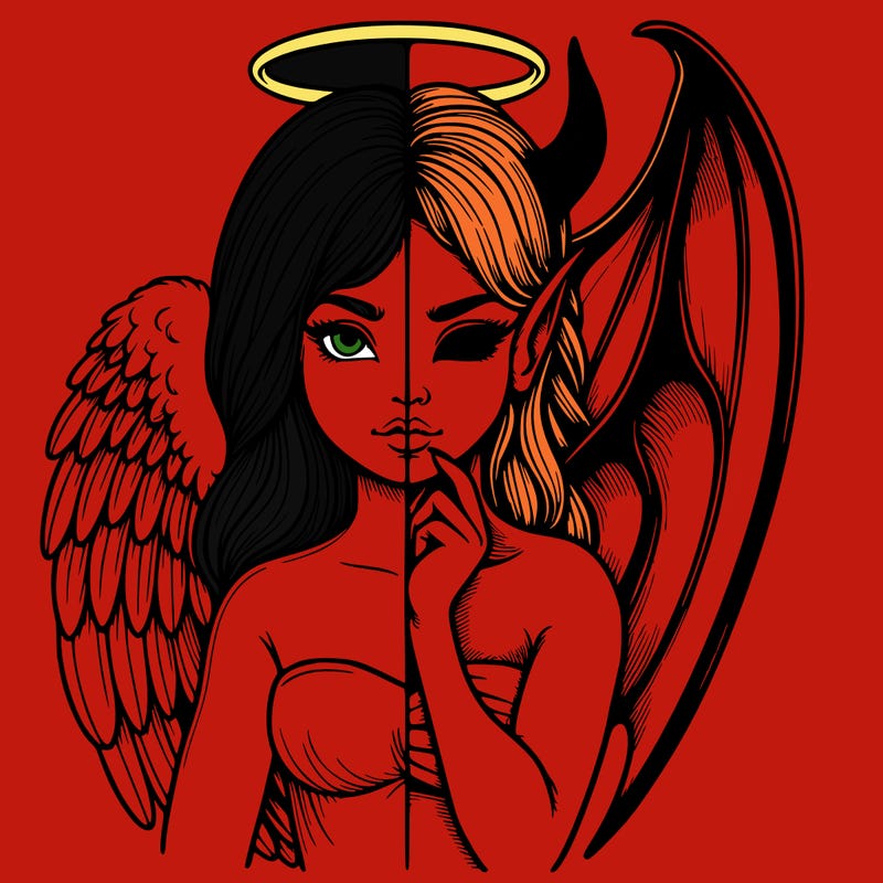 realistic angel half demon