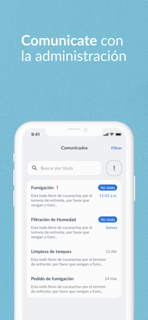 ConsorcioAbierto - Tela do aplicativo ConsorcioAbierto mostrando avisos da administração do prédio e notificações não lidas