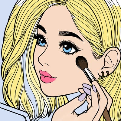 a realistic girl doing her makeup