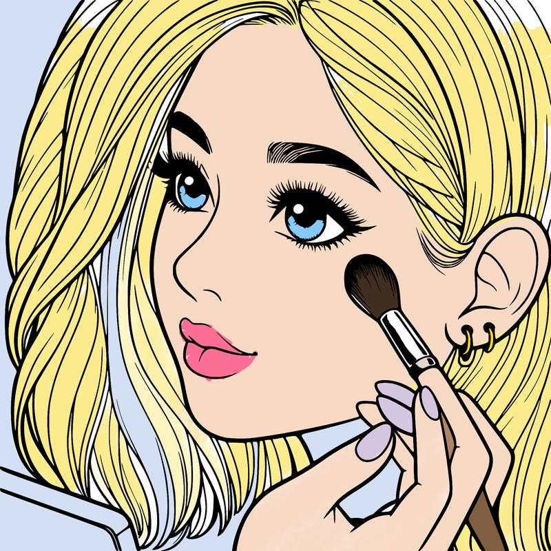 a realistic girl doing her makeup