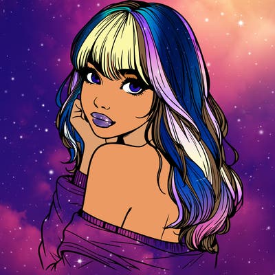 realistic girl with bangs looking over her shoulder