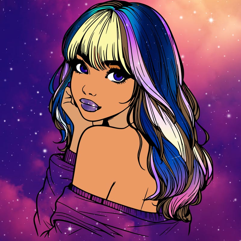 realistic girl with bangs looking over her shoulder