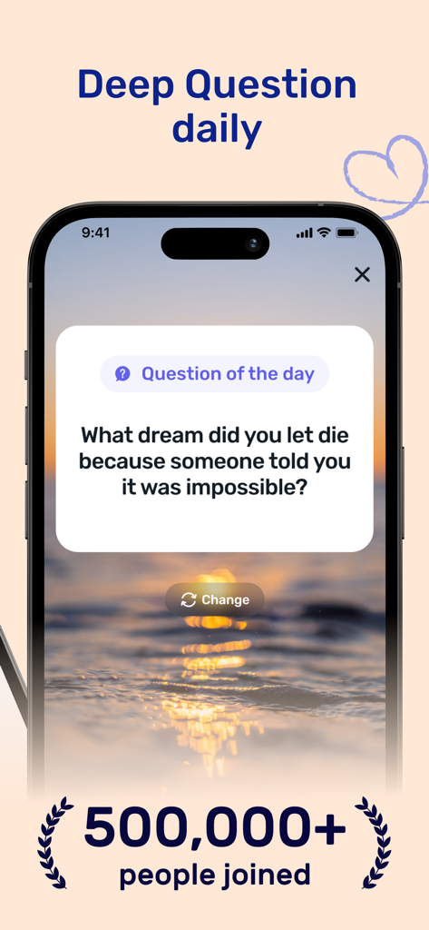 Thera AI app displaying a daily deep question for self-reflection.