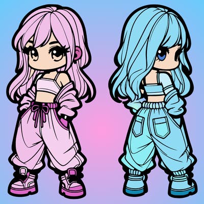 girl in crop top and baggy pants