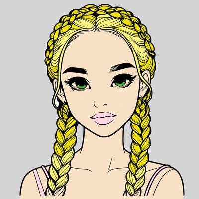 realistic girl with braids