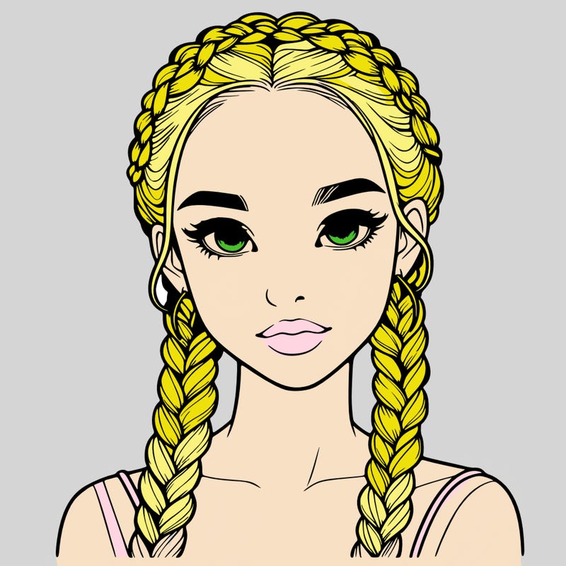 realistic girl with braids