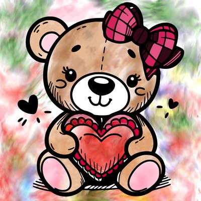teddy bear hugging a heart
