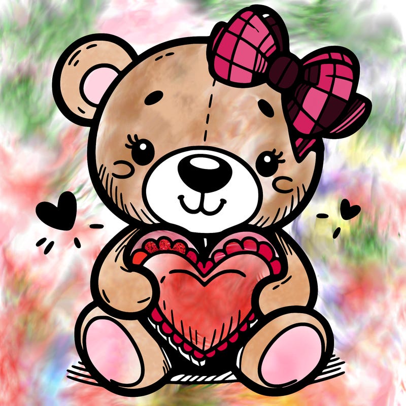 teddy bear hugging a heart