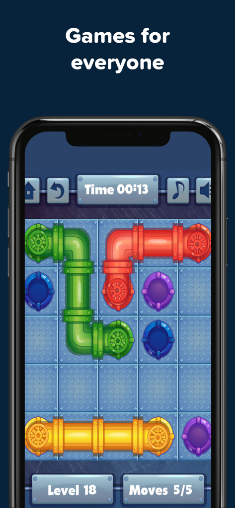 Coolmath Games: Fun Mini Games - Un juego de puzzle de tuberías de lógica jugándose en la interfaz de la aplicación móvil Coolmath Games
