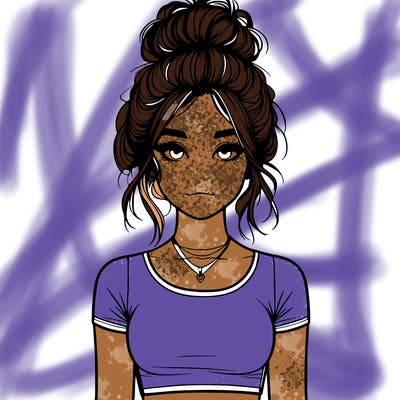 realistic girl with messy bun and croptop