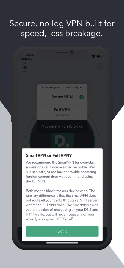 Disconnect Premium VPN - Disconnect Premium VPN screen showing Smart VPN and Full VPN selection features.