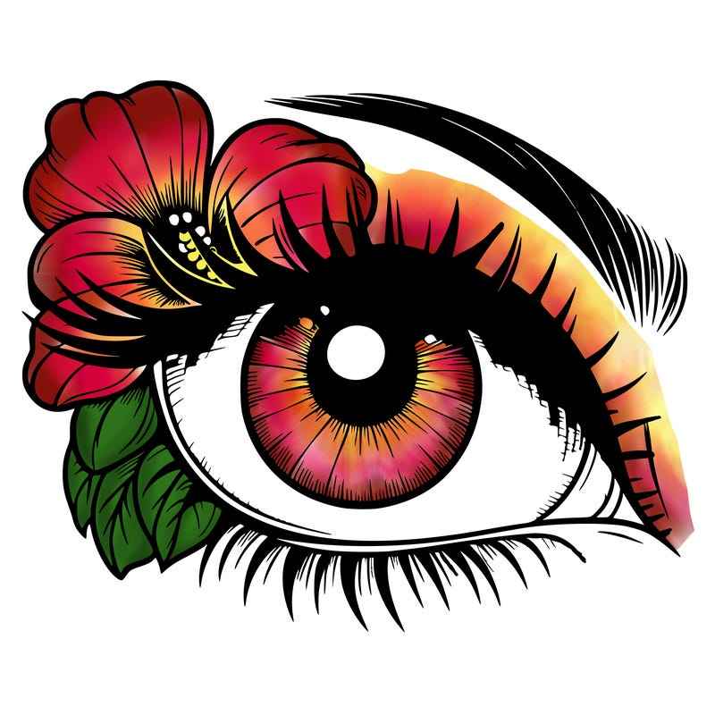 realistic eye with flower