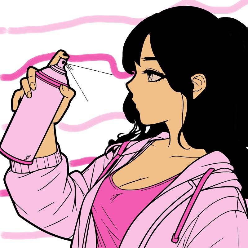 a realistic girl spray, painting