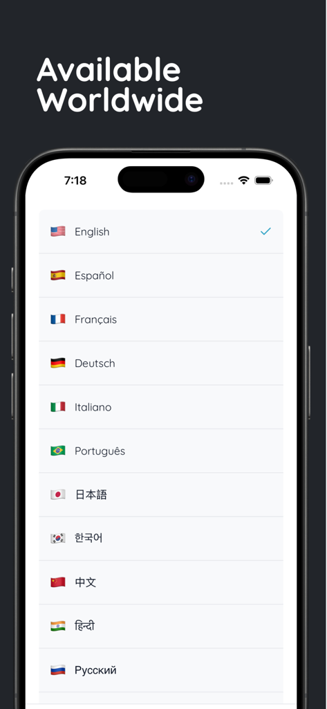 Watch Identifier and Value - A list of multiple language options including English Spanish and French within the Watch Identifier app.