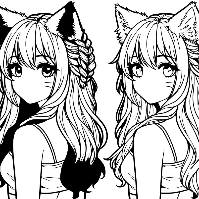 pretty realistic girl with wolf ears and tail