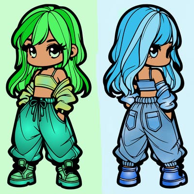 girl in crop top and baggy pants