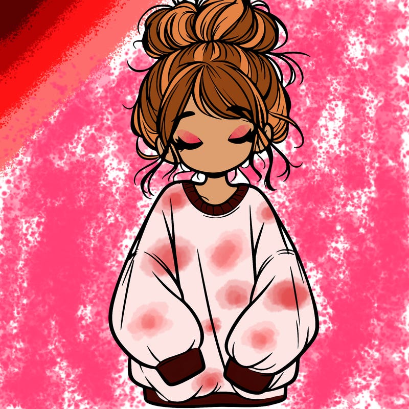 girl with baggy sweatshirt and messy bun