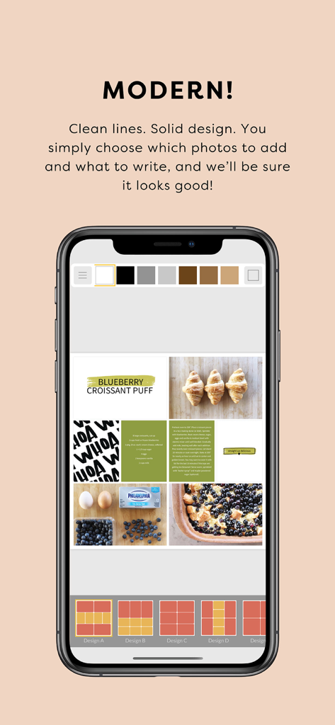 Project Life - Interfaccia dell'app Project Life che mostra un layout a griglia di foto moderno e modelli di design.