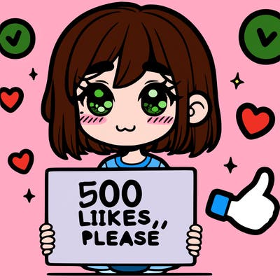 a girl with a sign saying 100 likes, please
