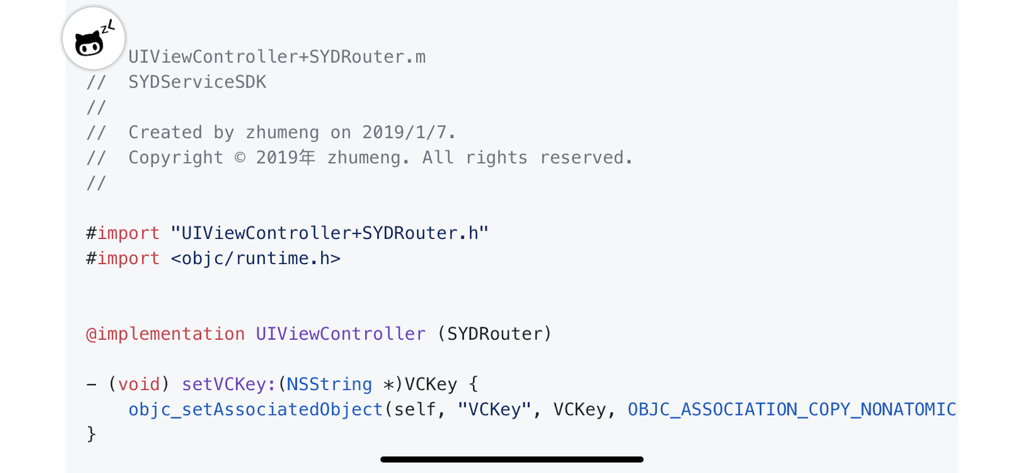 ZLGithubClient - Visualizador de código fonte em Objective-C no aplicativo ZLGithubClient.