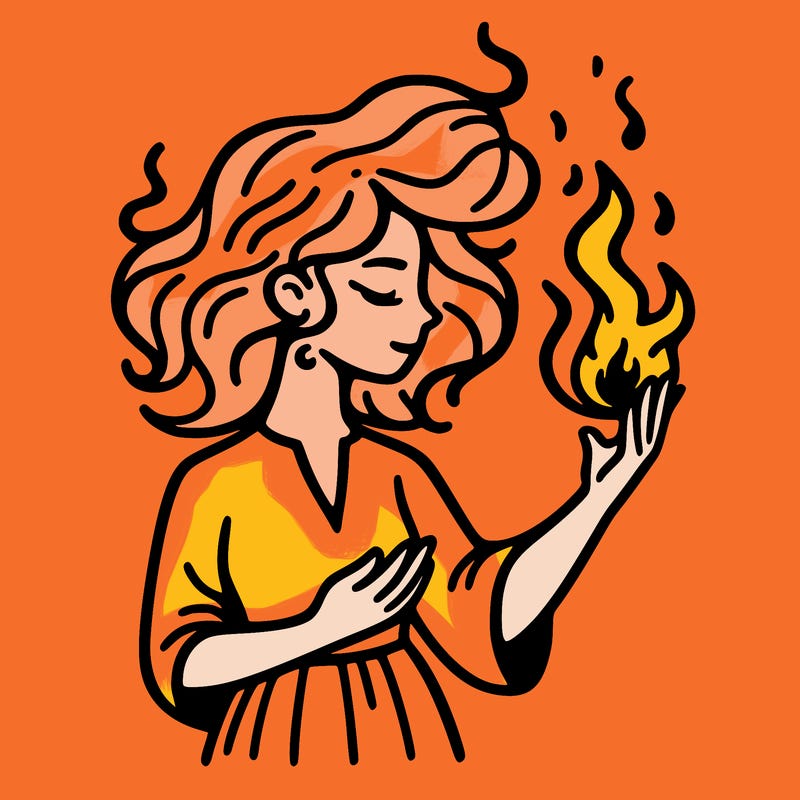 woman with fire