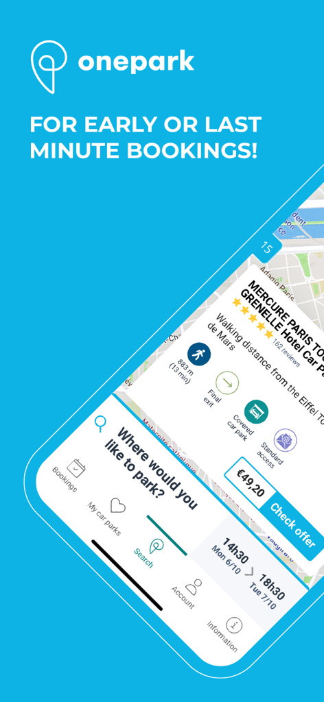 Onepark, Book a parking space! - Navigation App | MWM