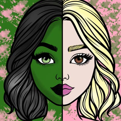 realistic girl split half