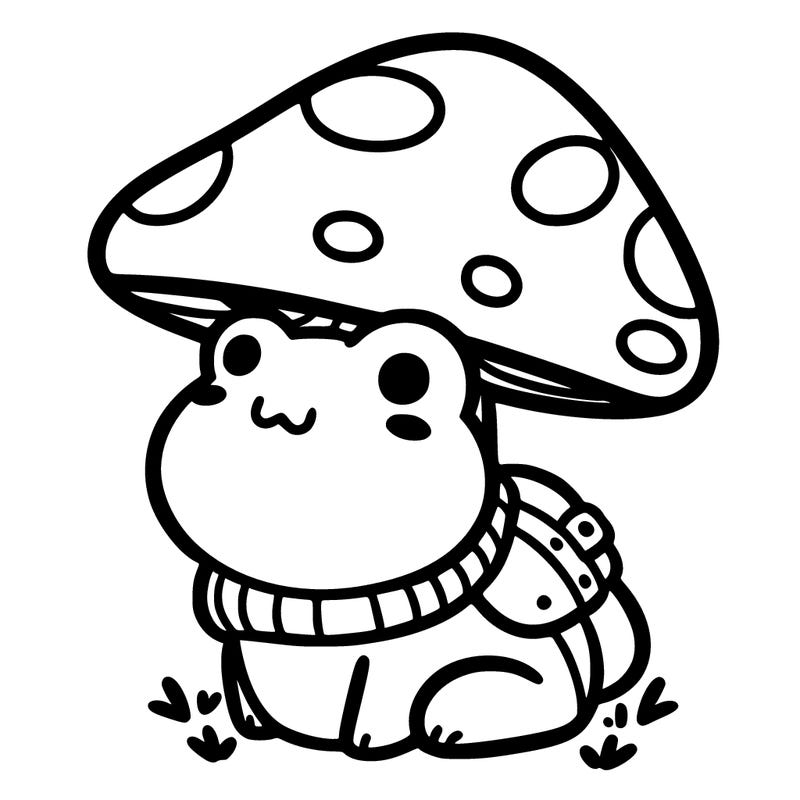 frog with mushroom hat