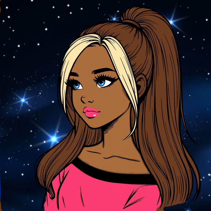 realistic girl with a high ponytail