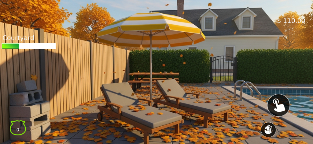 My Leaf It All Alone Blower Co - Área de piscina trasera cubierta de hojas de otoño naranjas