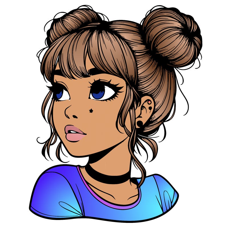realistic girl with spacebuns