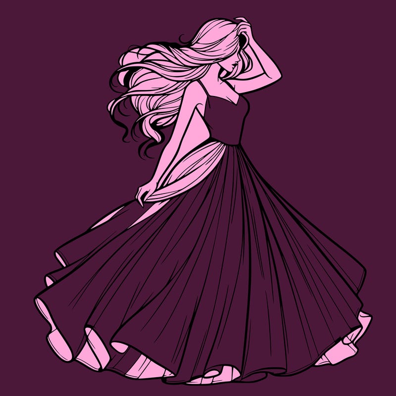 realistic woman with dress flowing in the wind