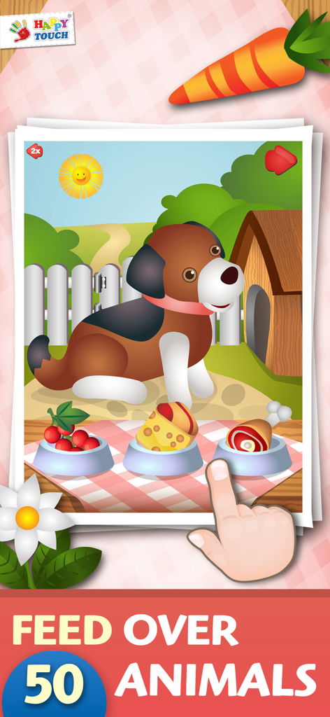 ANIMAL-GAMES Happytouch® - Cartoon dog feeding activity in a mobile educational game for toddlers