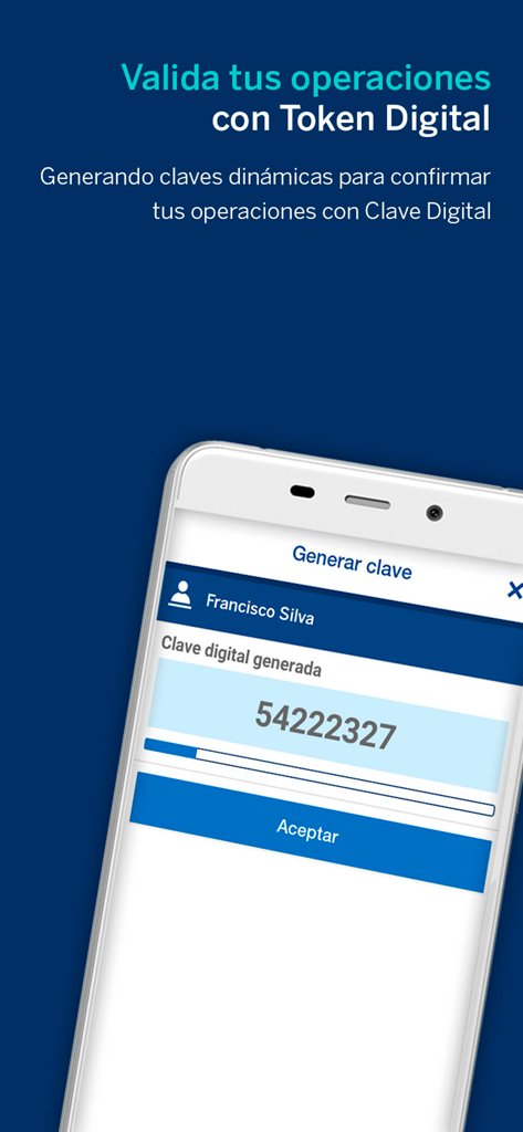 BBVA Provinet Móvil | VE - Écran BBVA Provinet affichant un jeton numérique généré pour la validation sécurisée de la transaction.