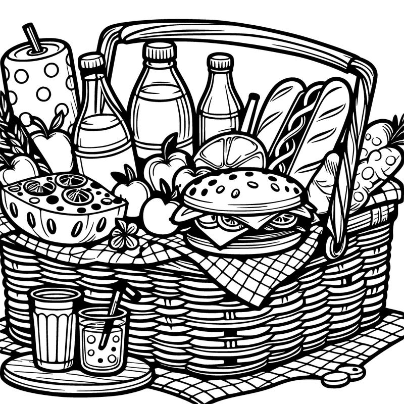 a picnic basket filled with delicious food and refreshing drinks