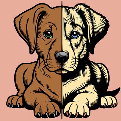 realistic dog split picture